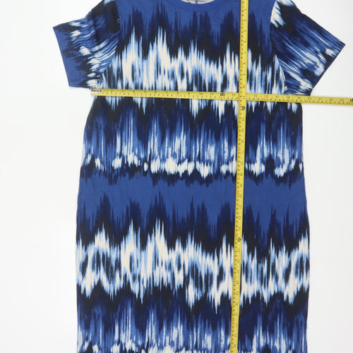 Next Women Blue Geometric Jersey T-Shirt Dress UK 14 Tall