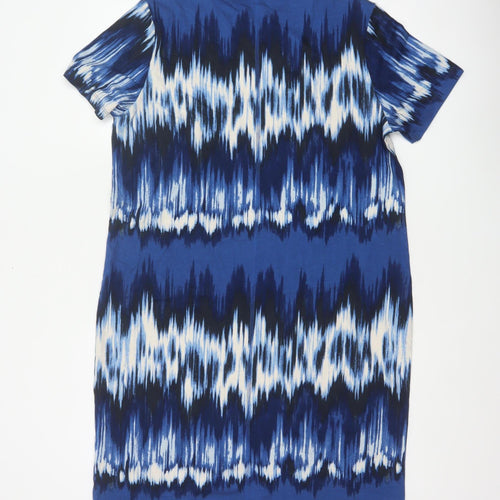 Next Women Blue Geometric Jersey T-Shirt Dress UK 14 Tall