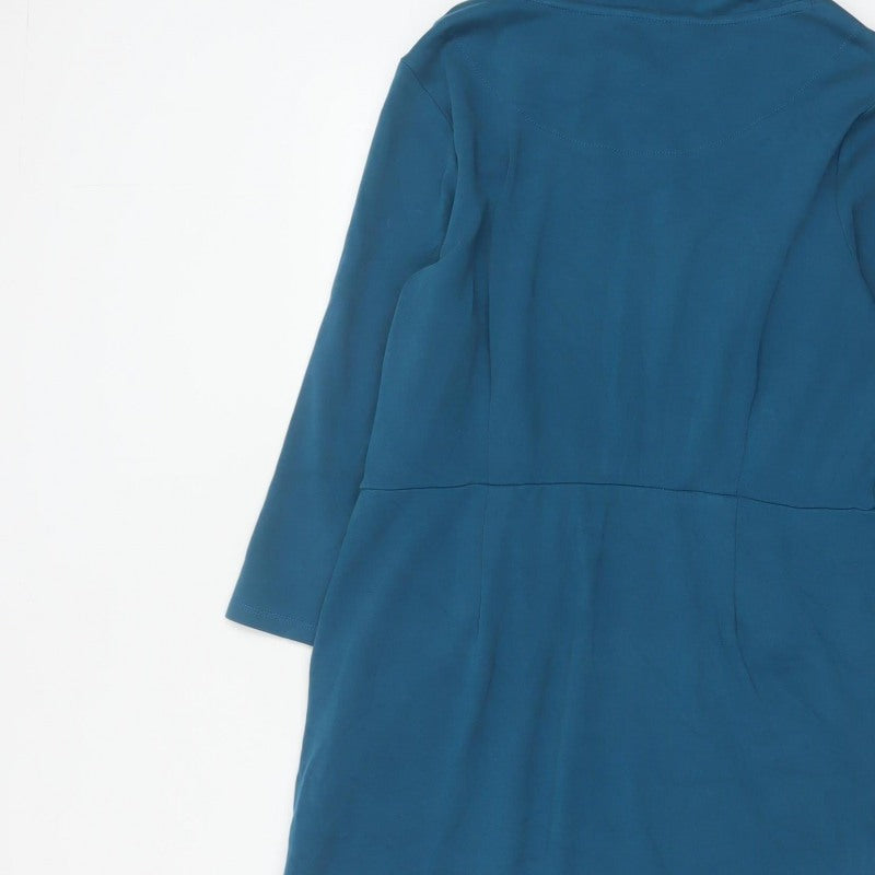 Seasalt Cornwall Women Blue UK 14 Cleats Shift Dress Cowl Neck Pockets