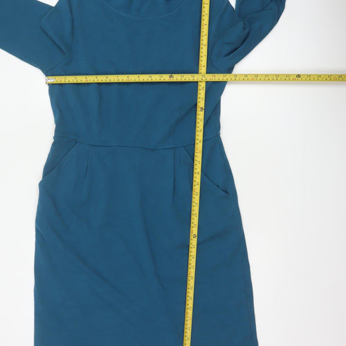 Seasalt Cornwall Women Blue UK 14 Cleats Shift Dress Cowl Neck Pockets