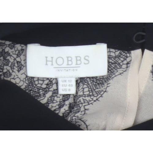 Hobbs Women’s Beige Black Lace Collar Knee Length Sheath Dress UK 12