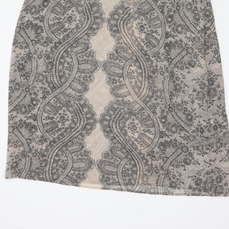 Hobbs Women’s Beige Black Lace Collar Knee Length Sheath Dress UK 12