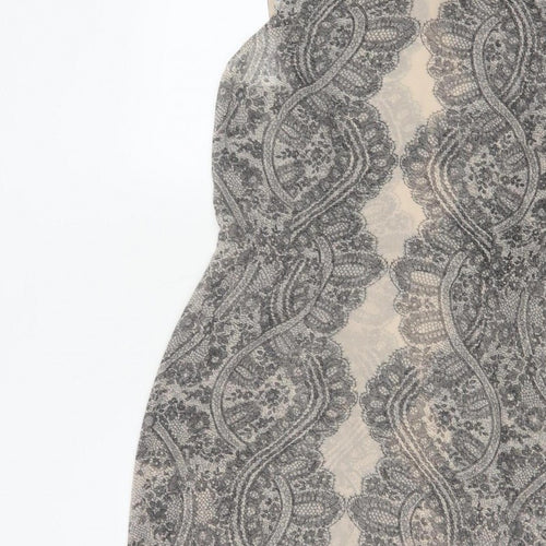 Hobbs Women’s Beige Black Lace Collar Knee Length Sheath Dress UK 12
