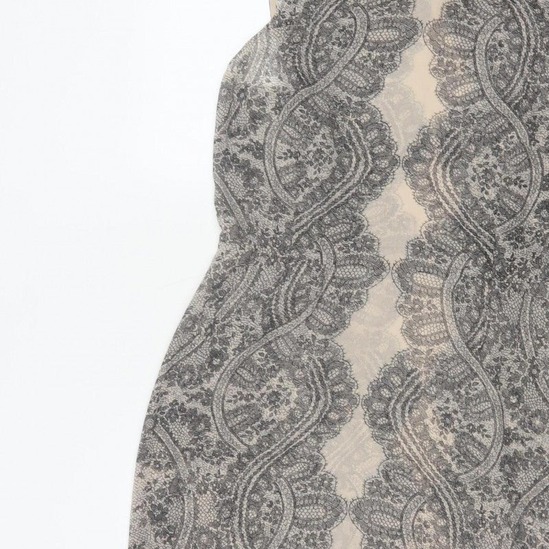 Hobbs Women’s Beige Black Lace Collar Knee Length Sheath Dress UK 12