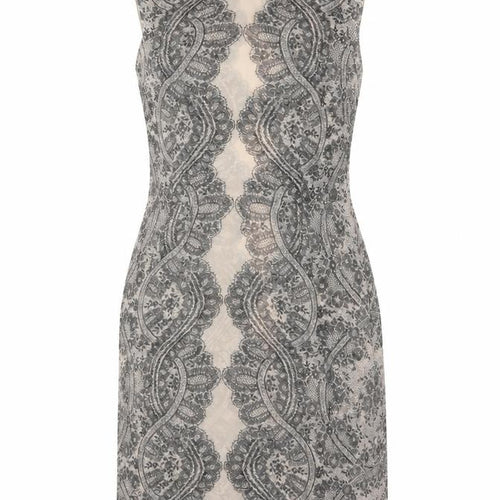 Hobbs Women’s Beige Black Lace Collar Knee Length Sheath Dress UK 12