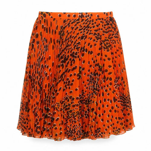 Whistles Women's Orange UK 12 Pleated Polka Dot Chiffon Skirt