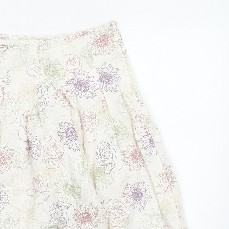 Rocha John Rocha Women’s Ivory Floral A-Line Knee Length Skirt UK 16
