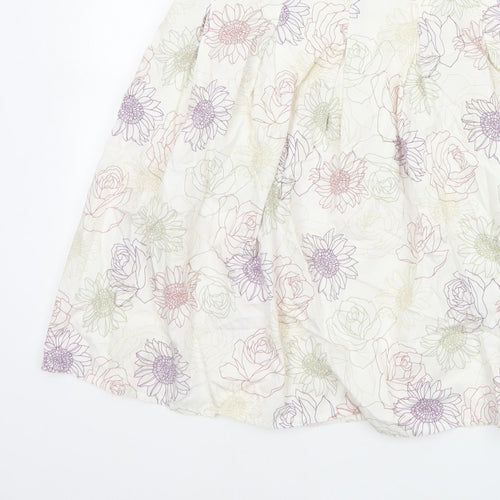 Rocha John Rocha Women’s Ivory Floral A-Line Knee Length Skirt UK 16