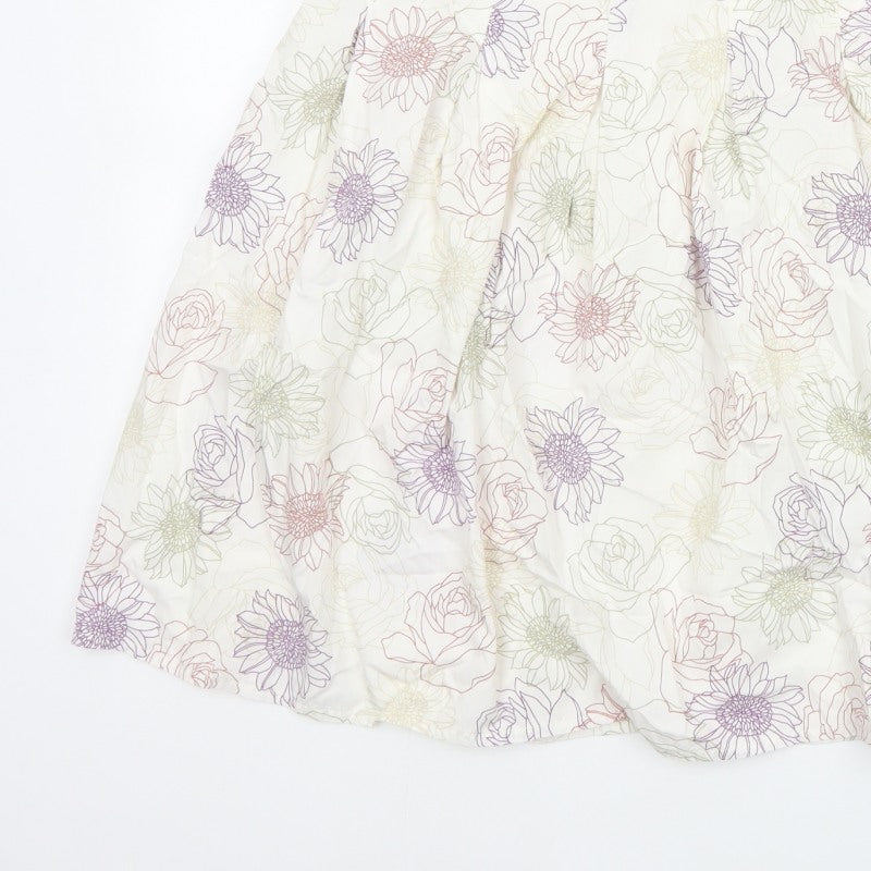 Rocha John Rocha Women’s Ivory Floral A-Line Knee Length Skirt UK 16