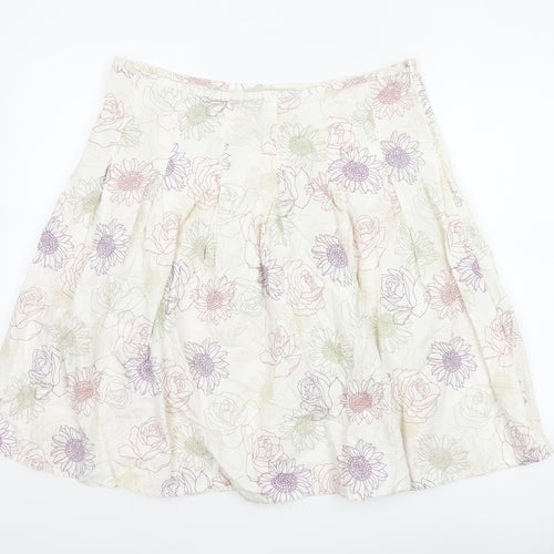Rocha John Rocha Women’s Ivory Floral A-Line Knee Length Skirt UK 16
