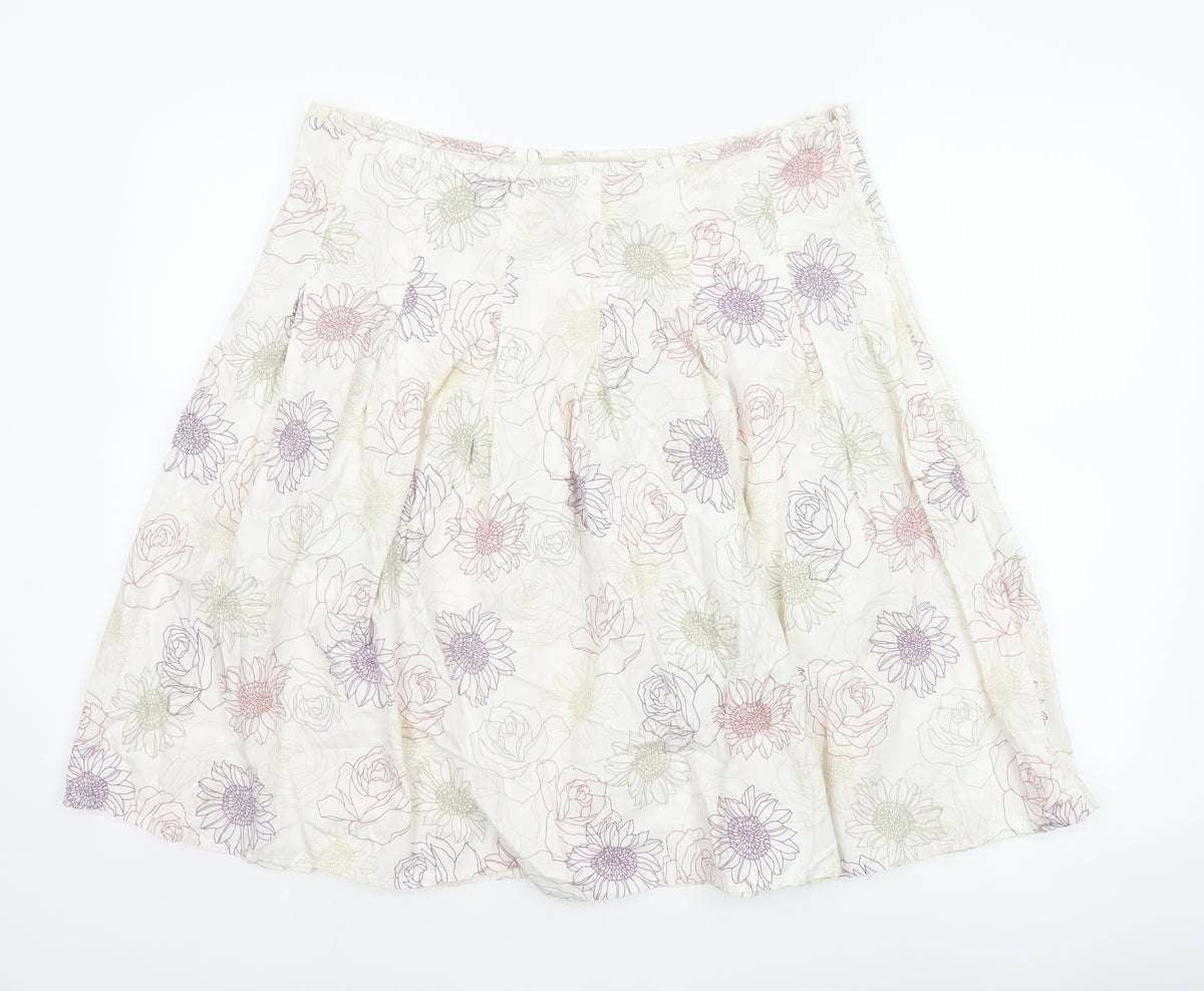 Rocha John Rocha Women’s Ivory Floral A-Line Knee Length Skirt UK 16