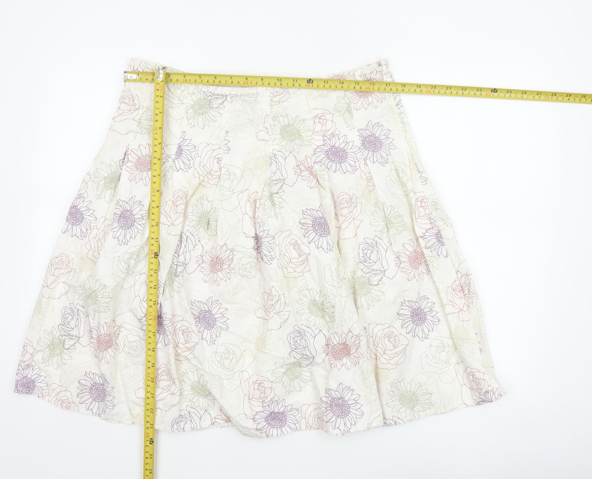 Rocha John Rocha Women’s Ivory Floral A-Line Knee Length Skirt UK 16