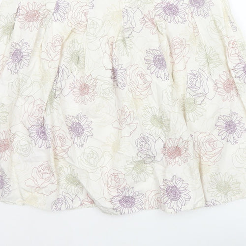Rocha John Rocha Women’s Ivory Floral A-Line Knee Length Skirt UK 16