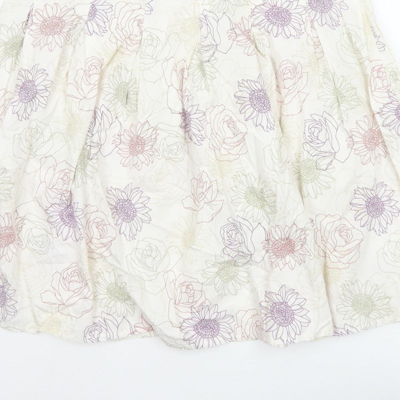 Rocha John Rocha Women’s Ivory Floral A-Line Knee Length Skirt UK 16