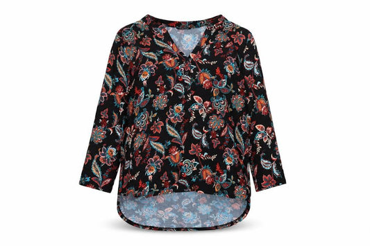 Roman Women’s Multicoloured Floral V-Neck Tunic Blouse Size 14