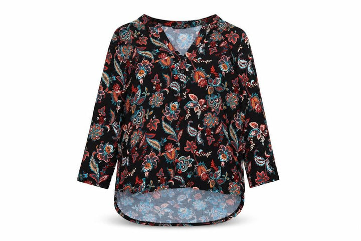 Roman Women’s Multicoloured Floral V-Neck Tunic Blouse Size 14