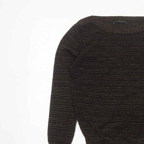 Betty Jackson Black Women’s Black Gold Striped Glitter Knit Jumper UK 10