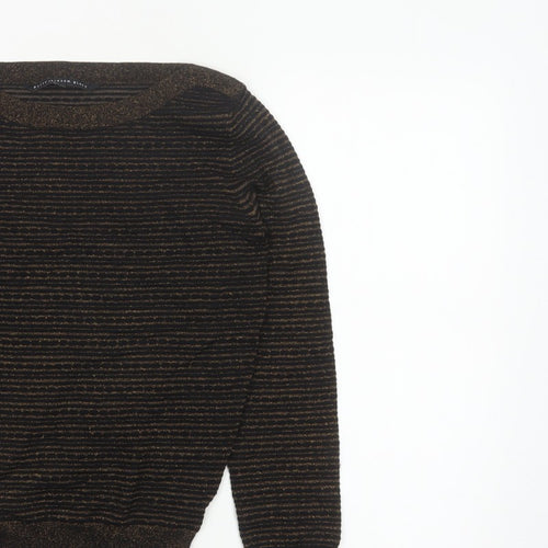 Betty Jackson Black Women’s Black Gold Striped Glitter Knit Jumper UK 10