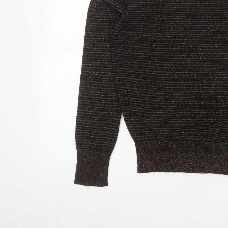 Betty Jackson Black Women’s Black Gold Striped Glitter Knit Jumper UK 10