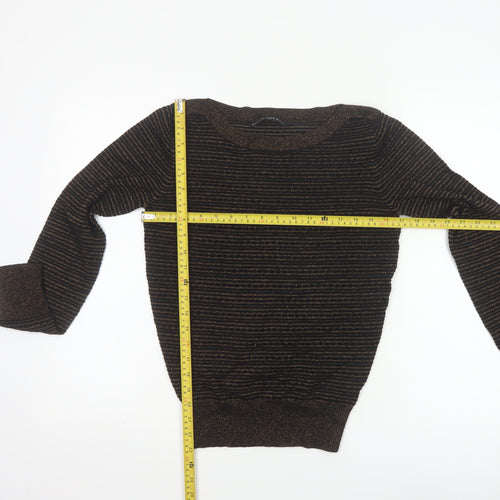 Betty Jackson Black Women’s Black Gold Striped Glitter Knit Jumper UK 10