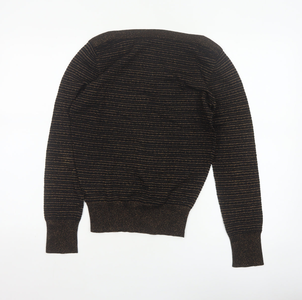 Betty Jackson Black Women’s Black Gold Striped Glitter Knit Jumper UK 10