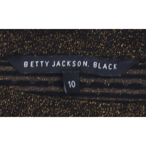 Betty Jackson Black Women’s Black Gold Striped Glitter Knit Jumper UK 10