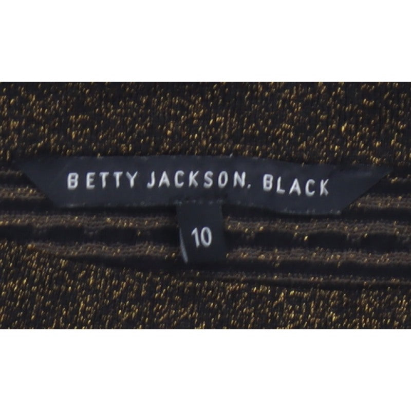 Betty Jackson Black Women’s Black Gold Striped Glitter Knit Jumper UK 10