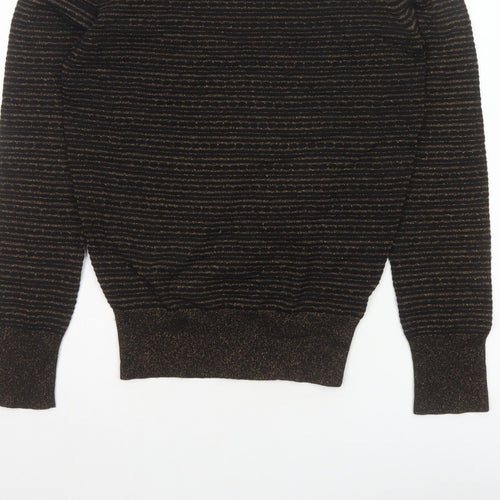 Betty Jackson Black Women’s Black Gold Striped Glitter Knit Jumper UK 10