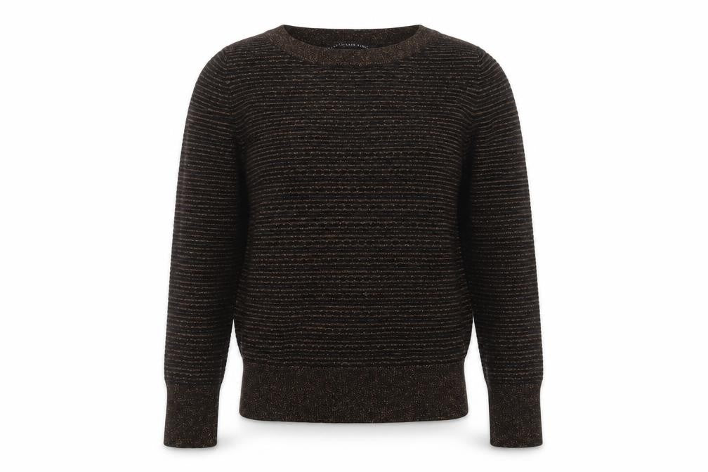 Betty Jackson Black Women’s Black Gold Striped Glitter Knit Jumper UK 10