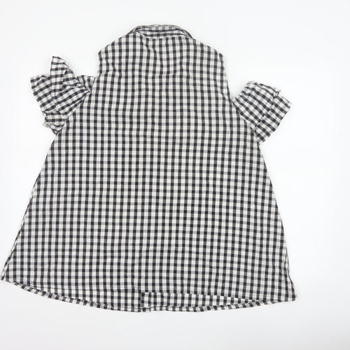River Island Women Black White Check Puff Sleeve Blouse UK 16