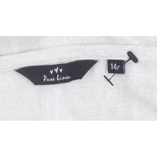 George Women Ivory UK 14 Pure Linen Peasant Long Lace Ruffle Skirt
