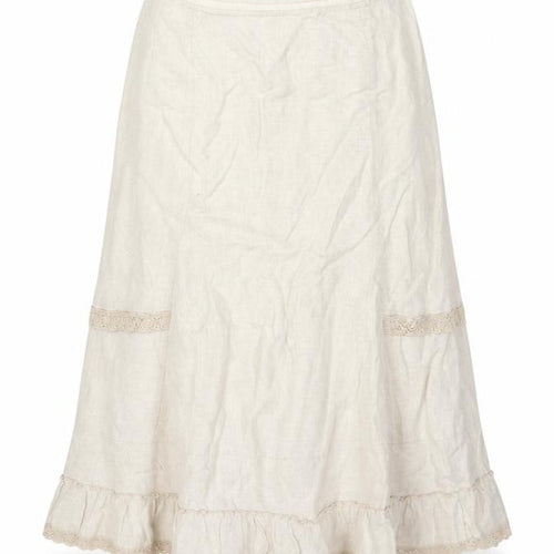 George Women Ivory UK 14 Pure Linen Peasant Long Lace Ruffle Skirt