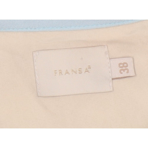 Fransa Women Blue UK 10 A-Line Floral Beaded Ruffle Knee Skirt