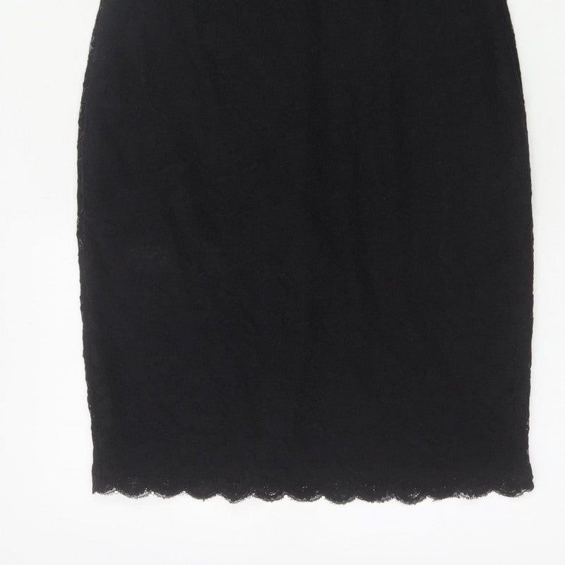New Look Women’s Black Lace Bodycon Knee Length Dress UK 6