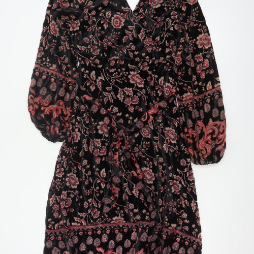 Joe Browns Women Black Floral Velvet Midi Fit & Flare Dress UK 10 Petite