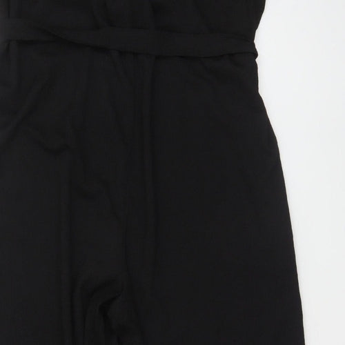 H&M Women's Black XL Wide-Leg Belted Strappy Jumpsuit