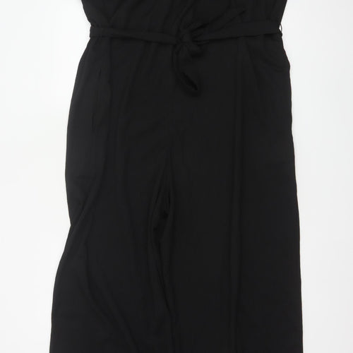 H&M Women's Black XL Wide-Leg Belted Strappy Jumpsuit