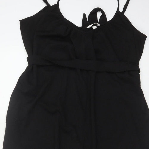 H&M Women's Black XL Wide-Leg Belted Strappy Jumpsuit