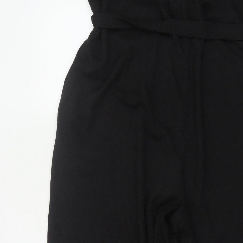 H&M Women's Black XL Wide-Leg Belted Strappy Jumpsuit