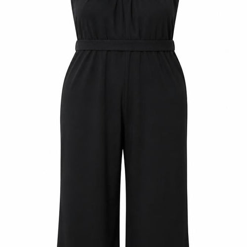 H&M Women's Black XL Wide-Leg Belted Strappy Jumpsuit