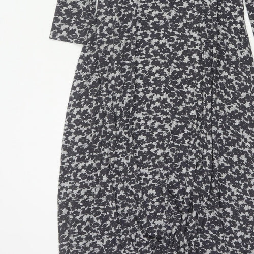 Walden Women’s Black Floral Maxi Dress UK 14 Long Sleeve High Neck