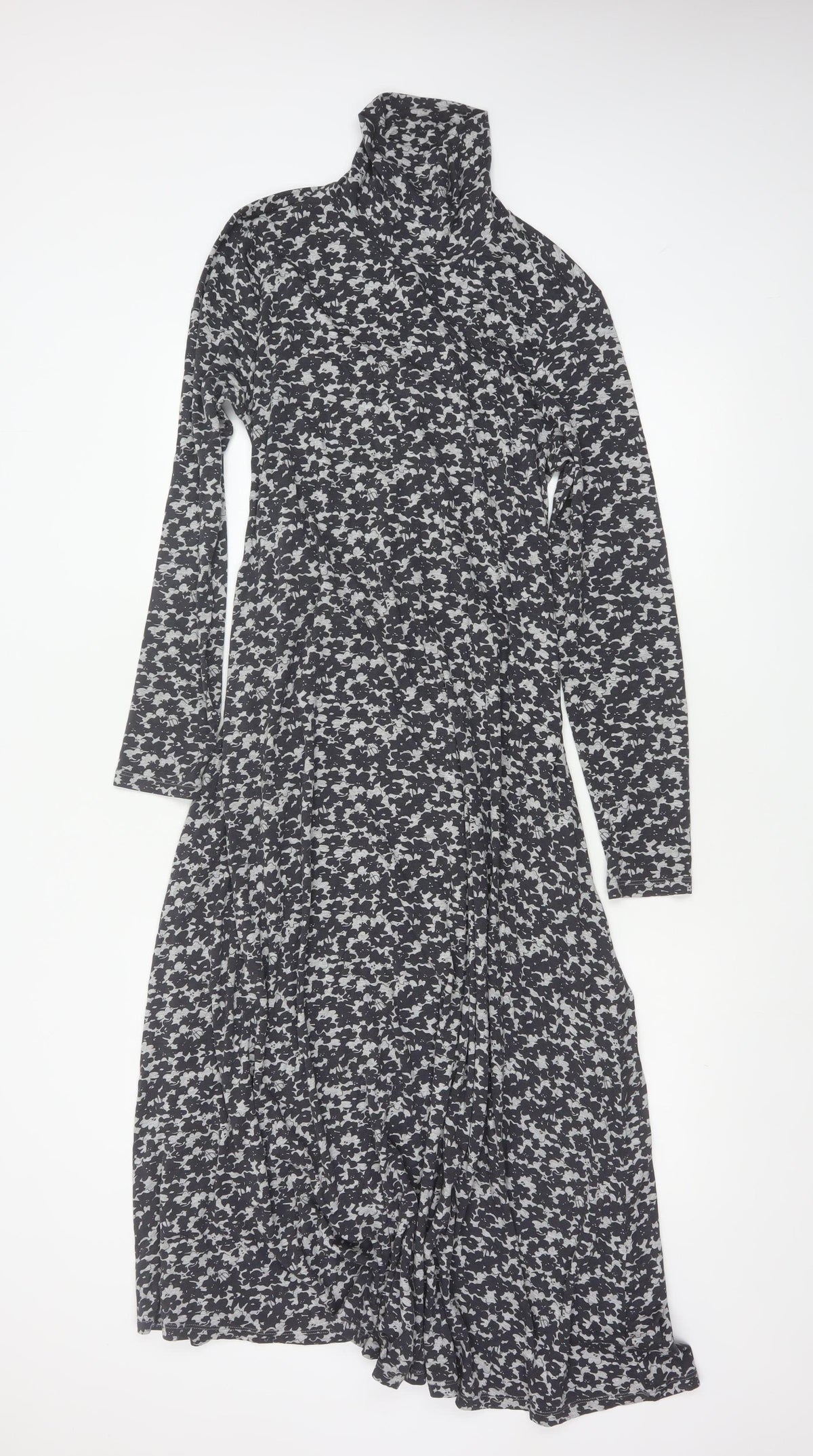 Walden Women’s Black Floral Maxi Dress UK 14 Long Sleeve High Neck