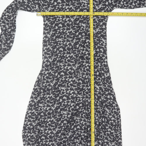 Walden Women’s Black Floral Maxi Dress UK 14 Long Sleeve High Neck