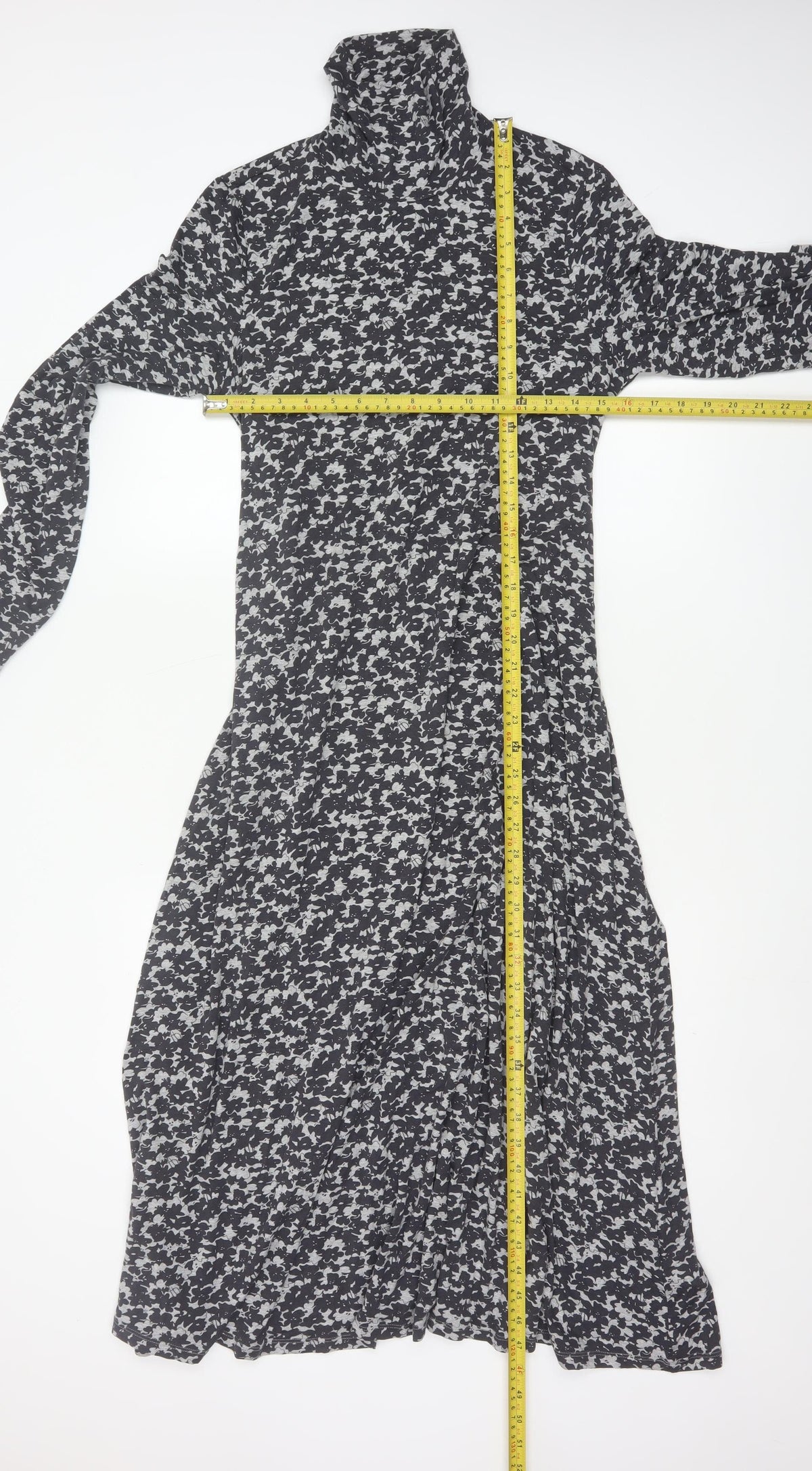 Walden Women’s Black Floral Maxi Dress UK 14 Long Sleeve High Neck