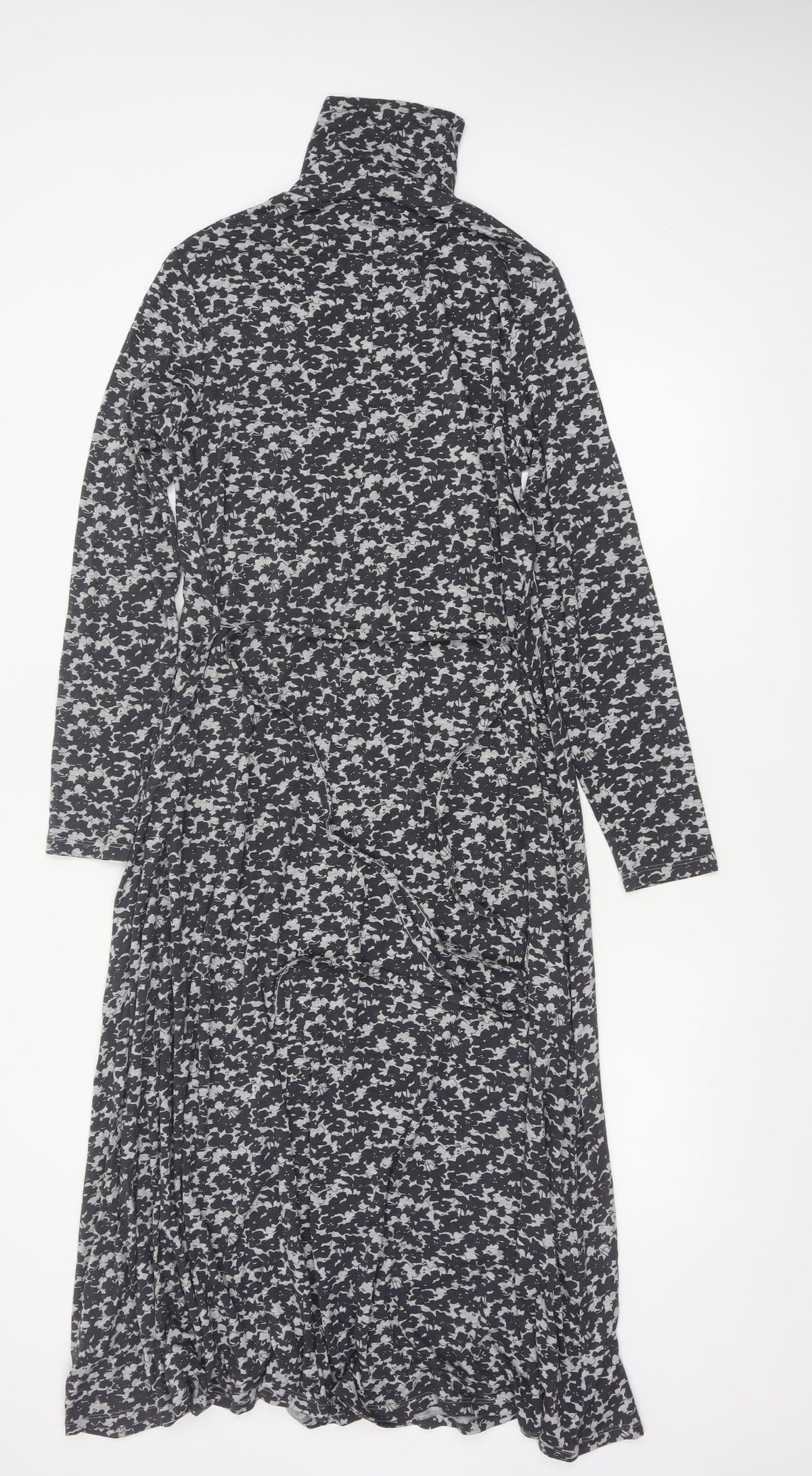 Walden Women’s Black Floral Maxi Dress UK 14 Long Sleeve High Neck