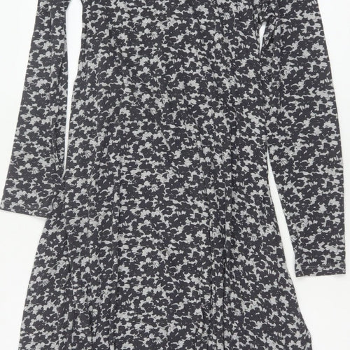 Walden Women’s Black Floral Maxi Dress UK 14 Long Sleeve High Neck