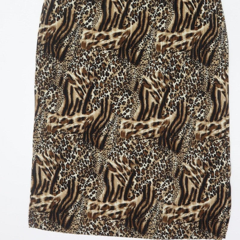Simply Be Women’s Brown Animal Print Long V-Neck Dress Size 18