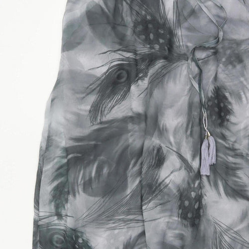 Joanna Hope Women’s Grey UK 20 Midi Chiffon Feather Print Slip Dress