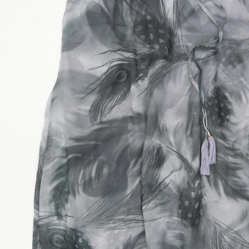Joanna Hope Women’s Grey UK 20 Midi Chiffon Feather Print Slip Dress