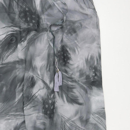 Joanna Hope Women’s Grey UK 20 Midi Chiffon Feather Print Slip Dress
